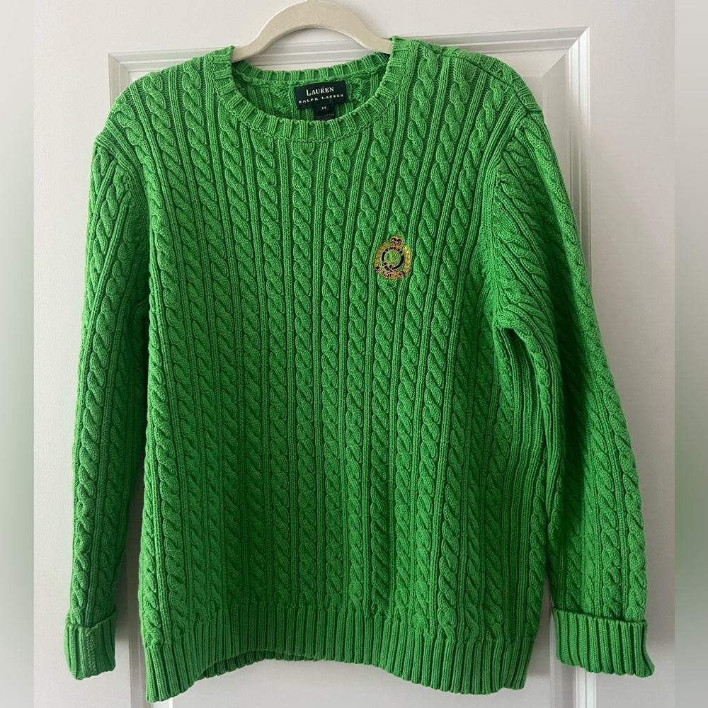 Ralph Lauren Green Cable Knit Sweater